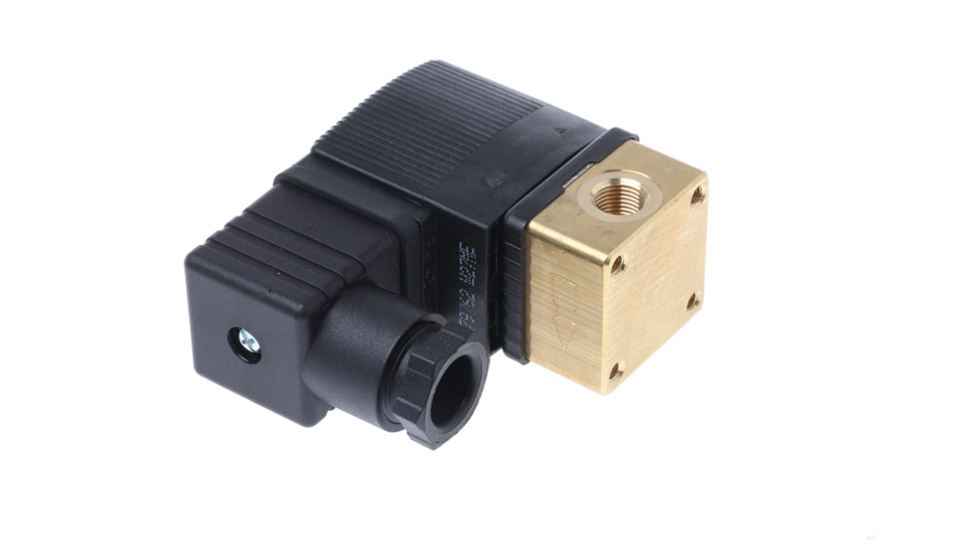 Válvula de solenoide Burkert 6013 de 2 puertos, Hembra G de 1/8 pulg., Directo, NC de 24 Vdc