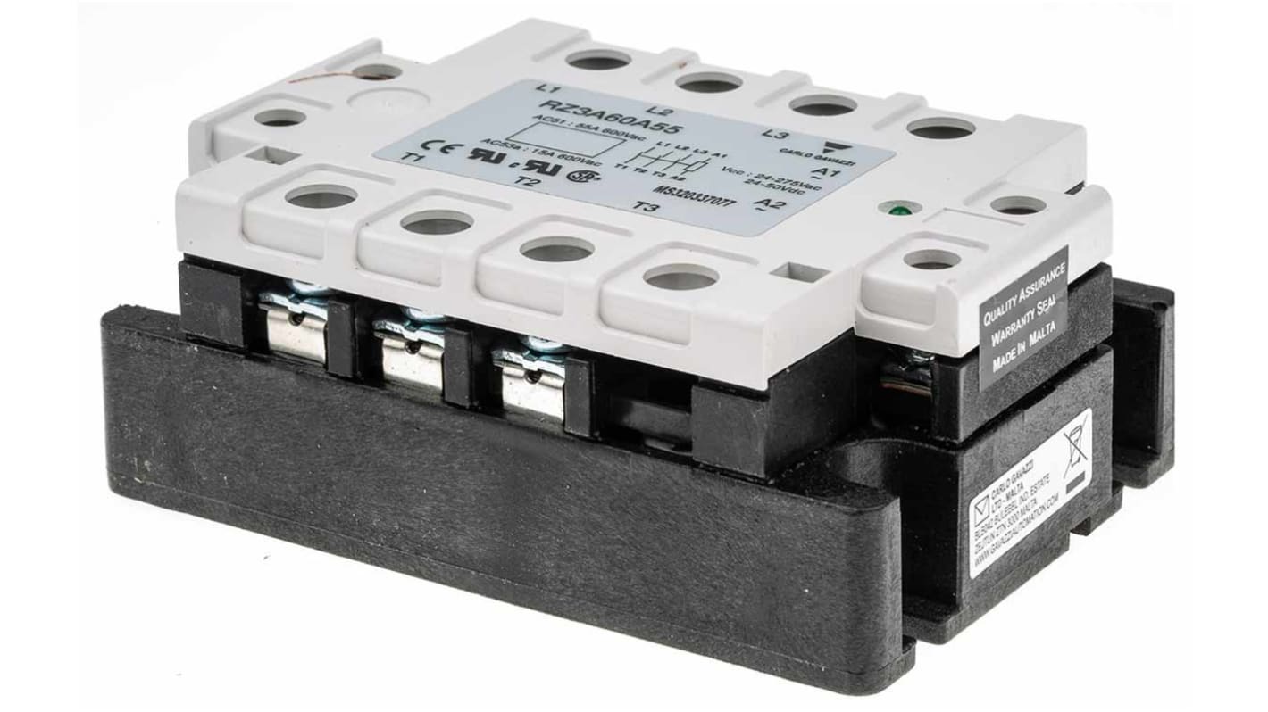 Carlo Gavazzi Szilárdtestrelé, 55 A rms, Nulla kereszt, Panelre szerelhető