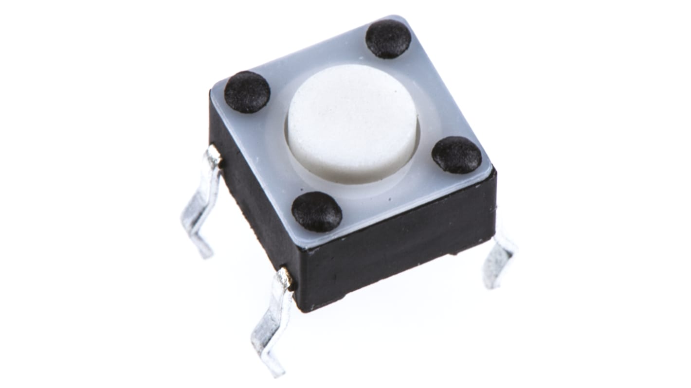 Black Button Tactile Switch, SPST 50 mA @ 24 V dc 0.7mm