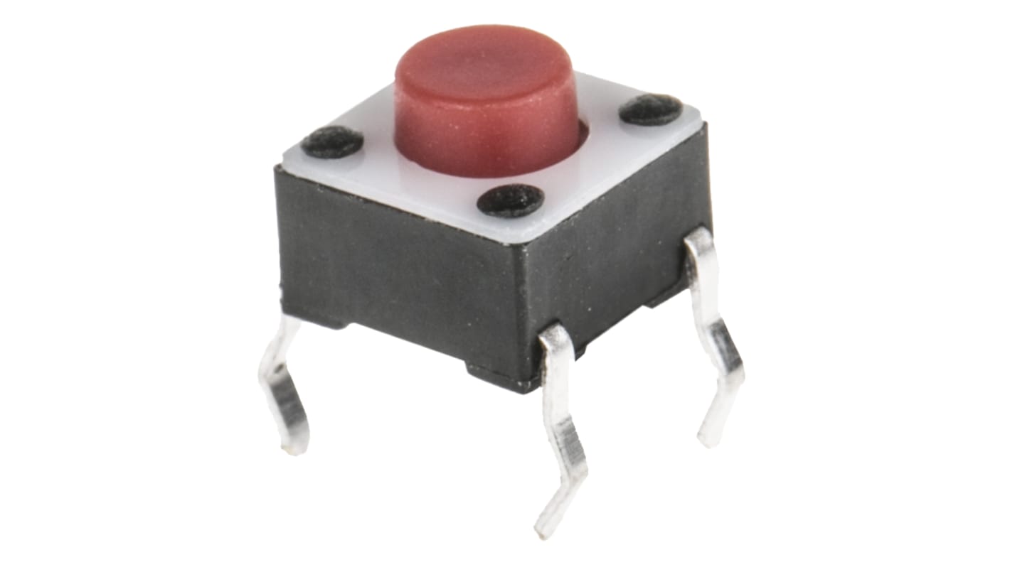 Red Button Tactile Switch, SPST 50 mA @ 24 V dc 1.4mm Surface Mount