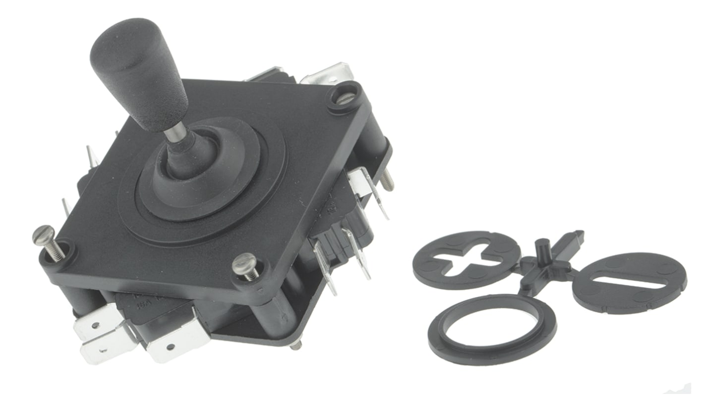 Interruptor de joystick, 2 ejes, 16 A a 250 V ac, Soldadura, 250V ac, IP65, -20 → +50°C