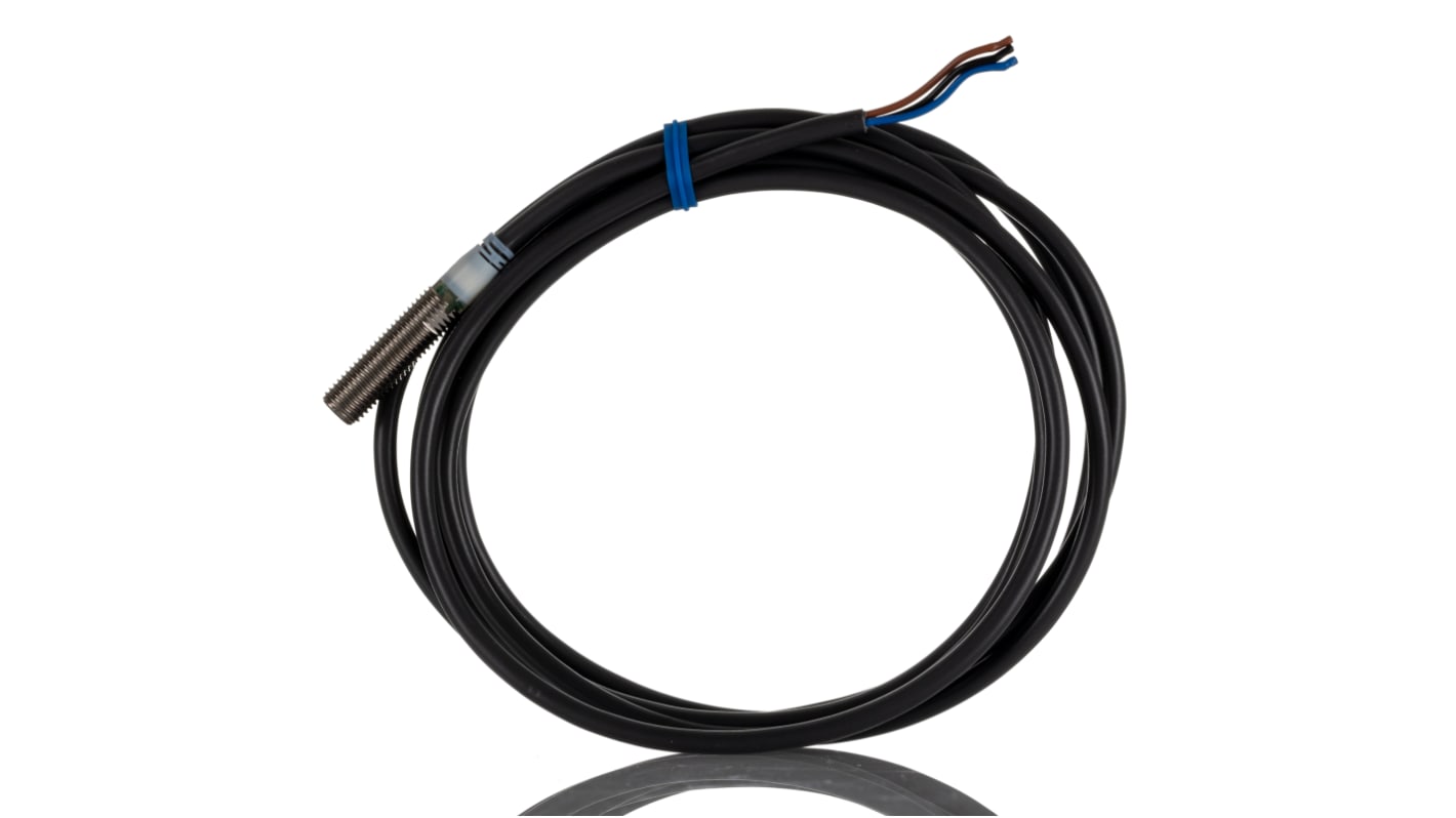 Omron Inductive Barrel-Style Proximity Sensor, M8 x 1, 2 mm Detection, PNP Output, 12 → 24 V dc, IP67