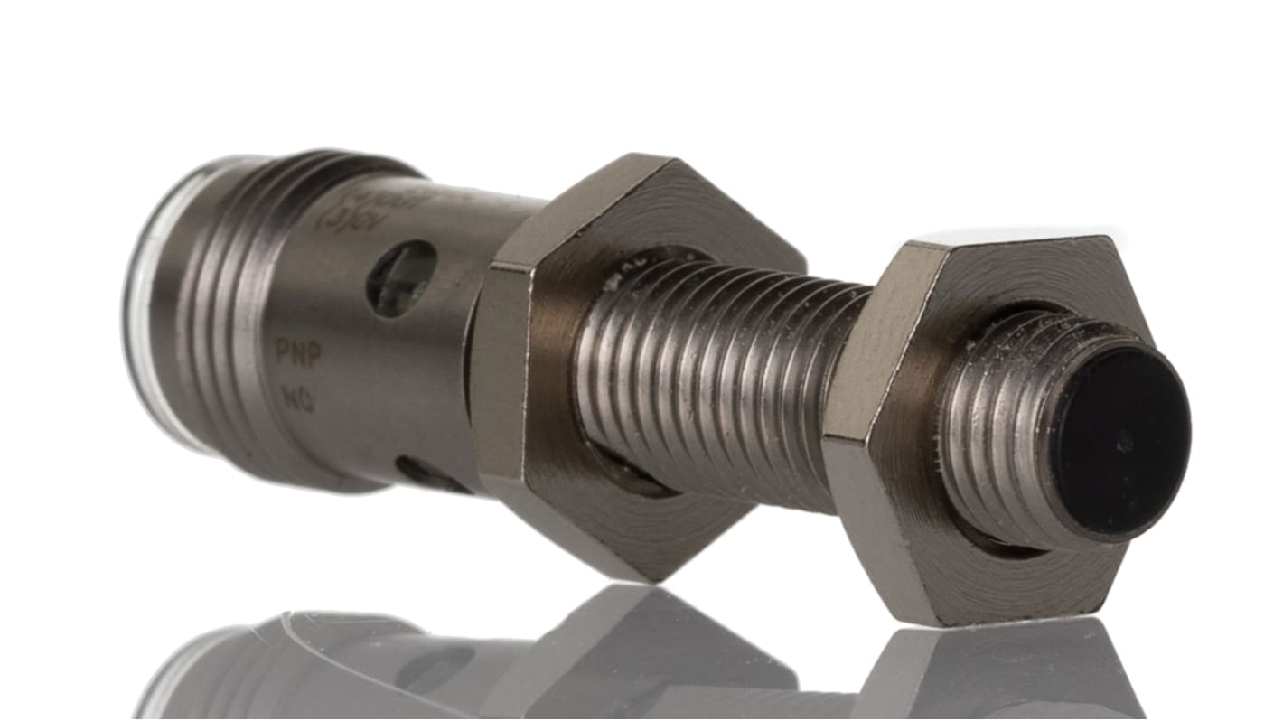 Omron E2A-S Series Inductive Barrel-Style Proximity Sensor, M8 x 1, 2 mm Detection, PNP Output, 12 → 24 V dc,