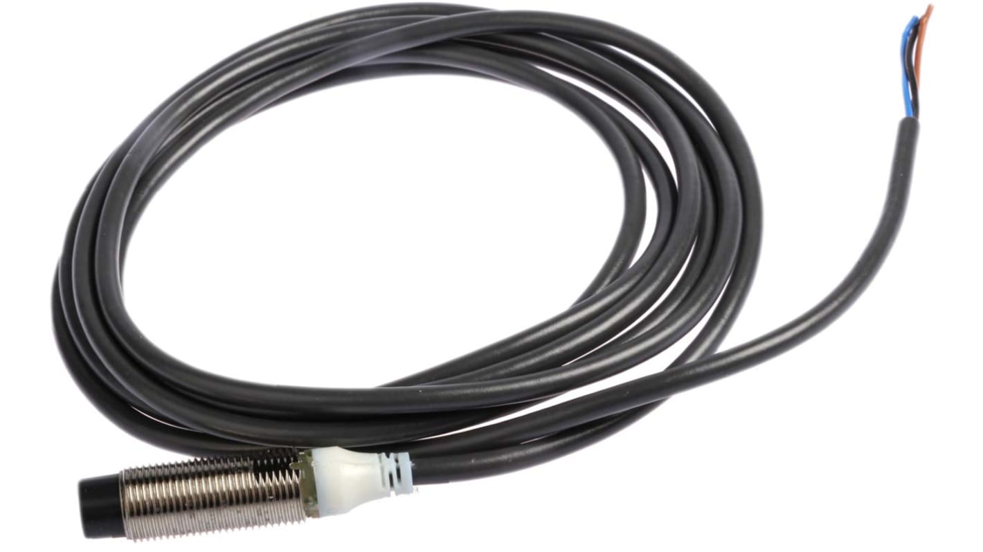 Omron Inductive Barrel-Style Proximity Sensor, M12 x 1, 8 mm Detection, NPN Output, 12 → 24 V dc, IP67