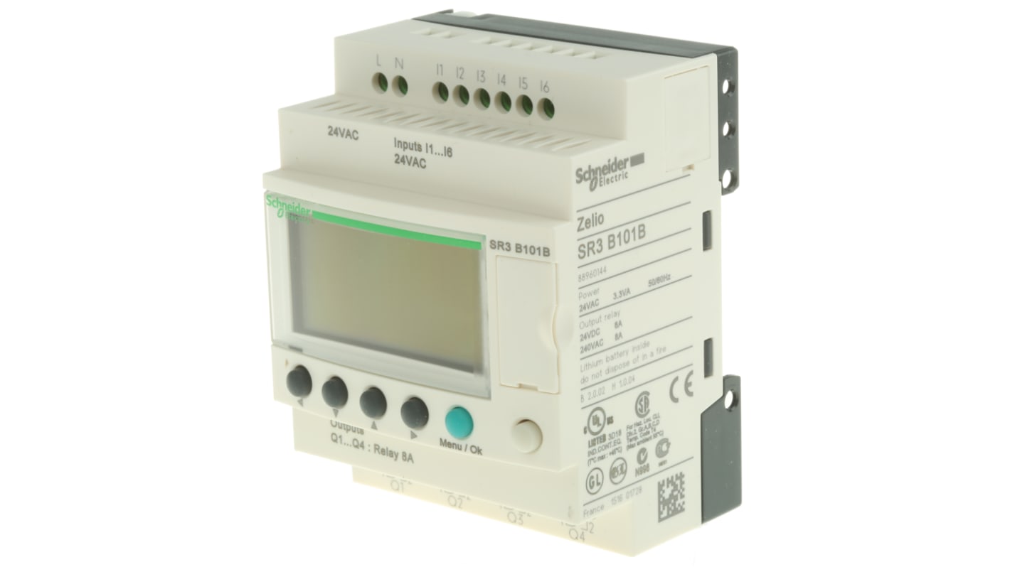 Schneider Electric Zelio Logic Logikmodul, 6 Eing. Relais Ausg.Typ Diskret Eing.Typ 24 Vac