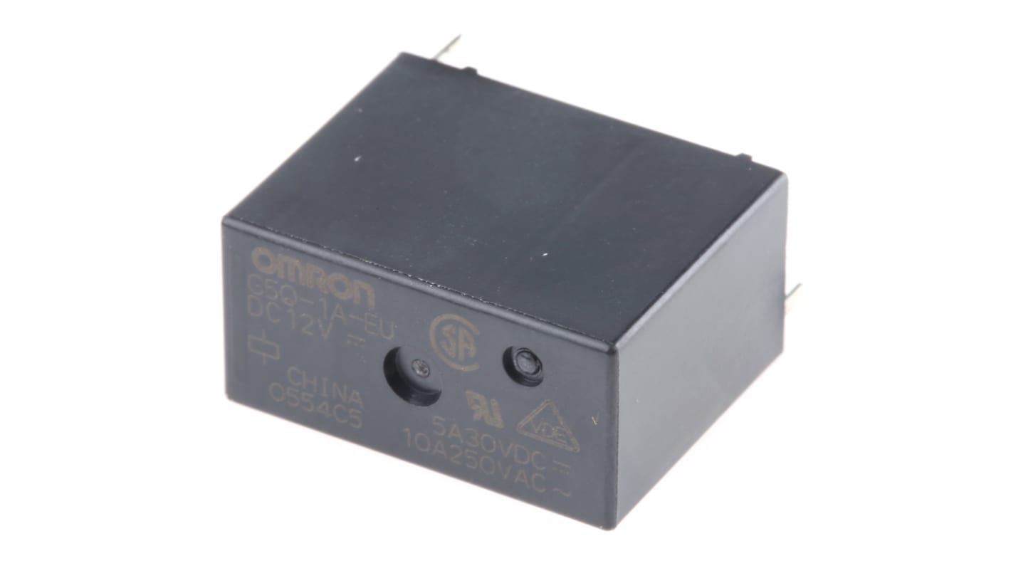 Omron PCB Mount Power Relay, 12V dc Coil, 10A Switching Current, SPST