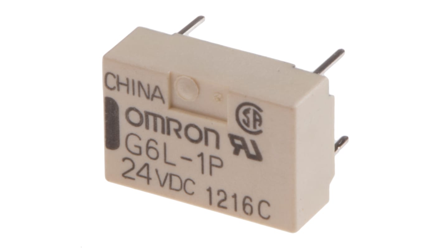 Omron PCB Mount Non-Latching Relay, 24V dc Coil, SPST