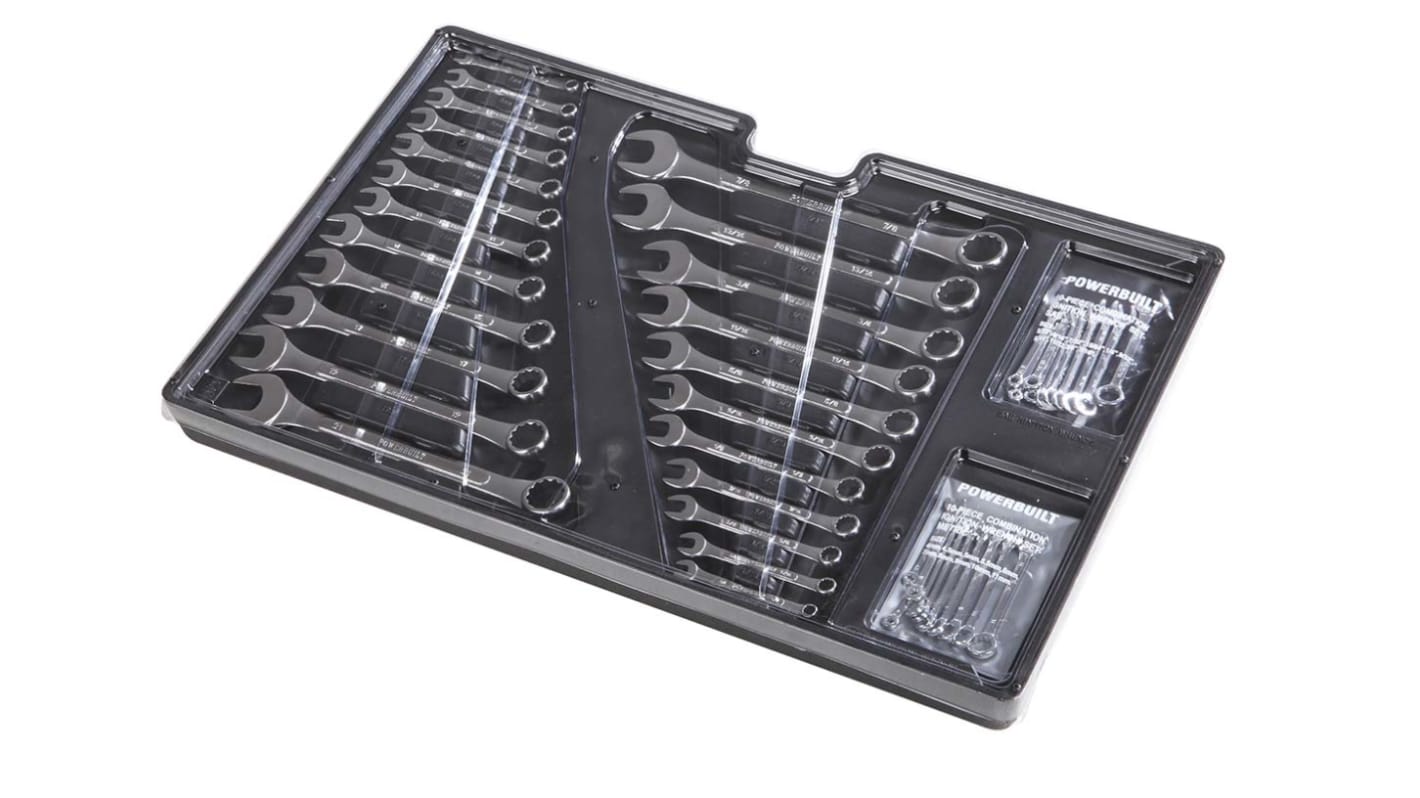 RS PRO 43-Piece Spanner Set, 3/16 → 11/32 in, 4 → 21 mm, Carbon Steel