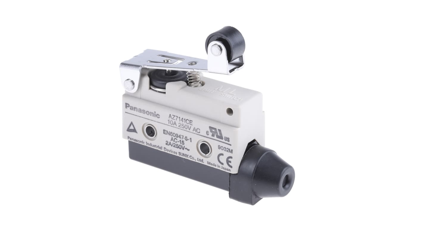 Panasonic AZ7 Series Lever Limit Switch, NO/NC, IP64, SPDT, 250V ac Max, 10A Max