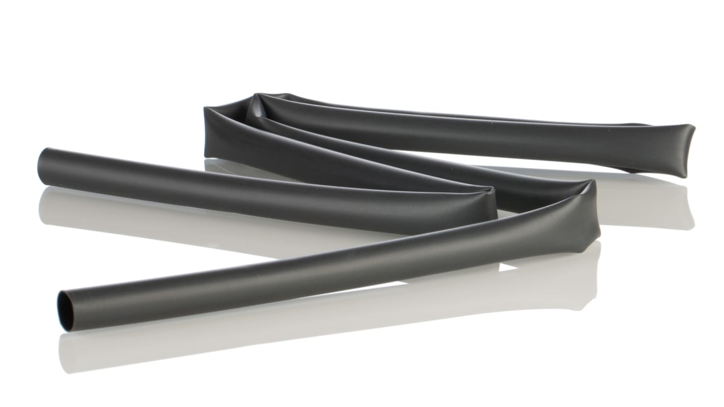 RS PRO Adhesive Lined Heat Shrink Tubing, Black 12.7mm Sleeve Dia. x 1