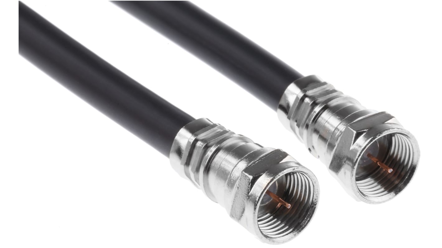 Radiall Male F Type to Male F Type Coaxial Cable, 3m, RG59 Coaxial, Terminated