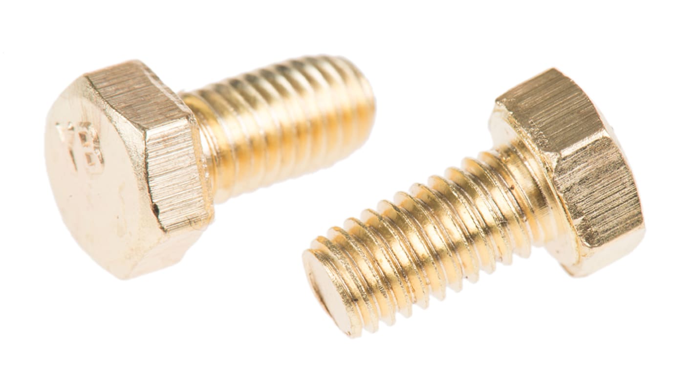 Plain Brass Hex, Hex Bolt, M5 x 10mm