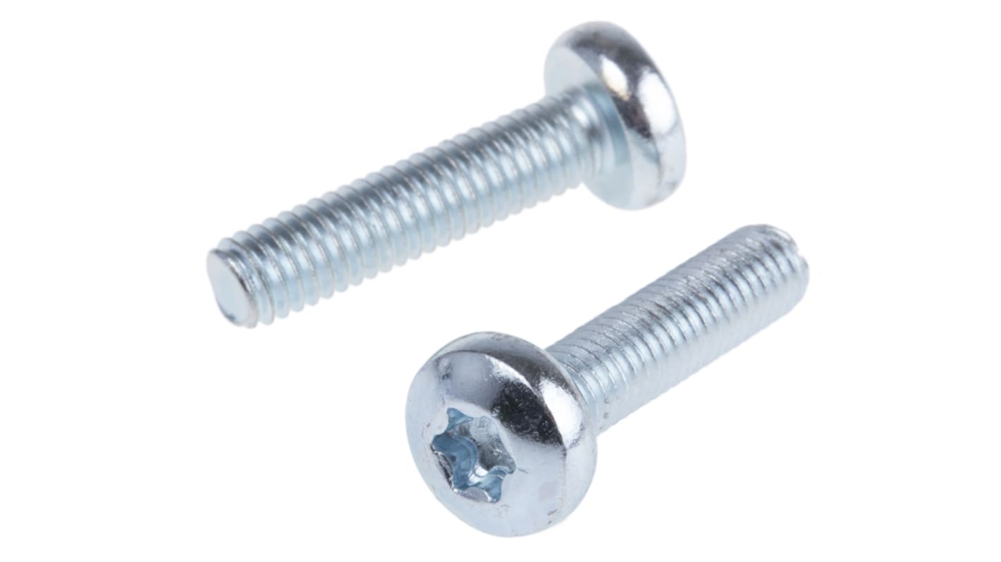 RS PRO Torx Pan Steel Machine Screws, M6x25mm