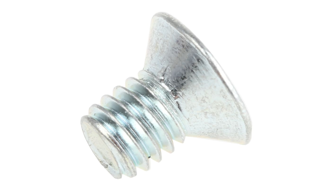 RS PRO Bright Zinc Plated Flat Steel Tamper Proof Security Screw, M4 x 6mm