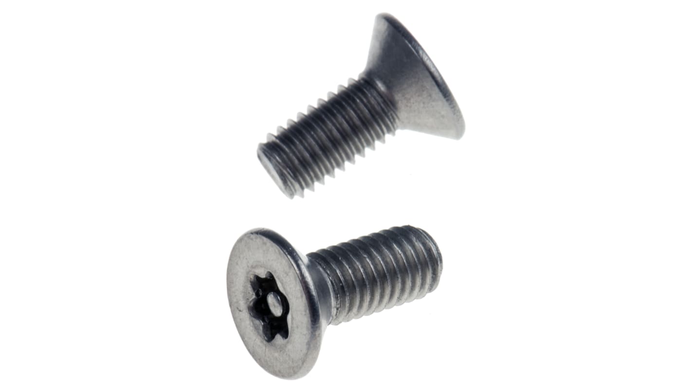 RS PRO Bright Zinc Plated Flat Steel Tamper Proof Security Screw, M5 x 12mm