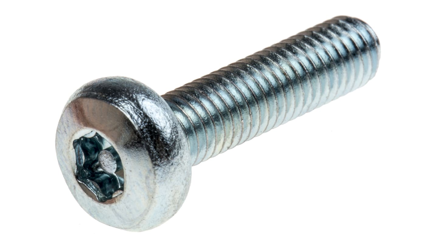 RS PRO Bright Zinc Plated Pan Steel Tamper Proof Security Screw, M5 x 20mm