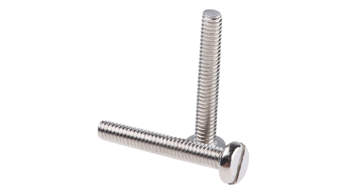 RS PRO Slot Pan Brass Machine Screws DIN 85, M2.5x25mm