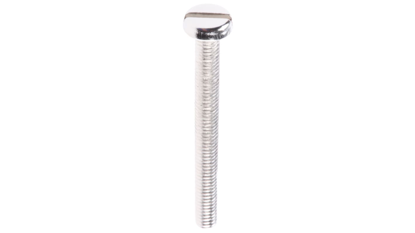 Tornillo de cabeza alomada con huella ranurada RS PRO M3 x 30mm, paso de rosca 0.5mm, de Latón chapado en níquel