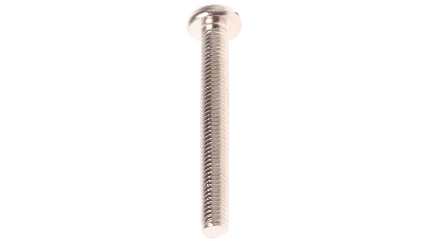 Tornillo de cabeza alomada con huella ranurada RS PRO M5 x 40mm, paso de rosca 0.8mm, de Latón chapado en níquel