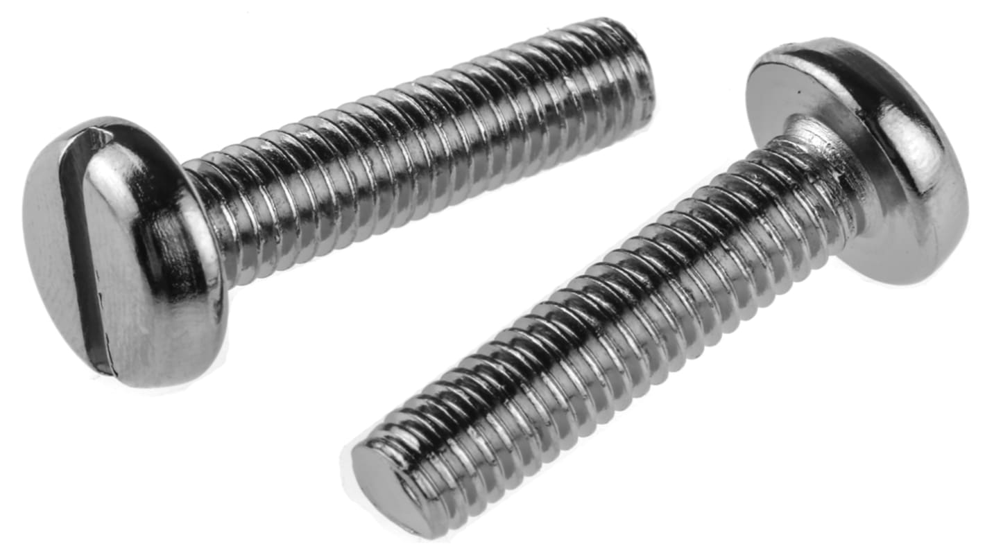 RS PRO Slot Pan Brass Machine Screws DIN 85, M6x25mm