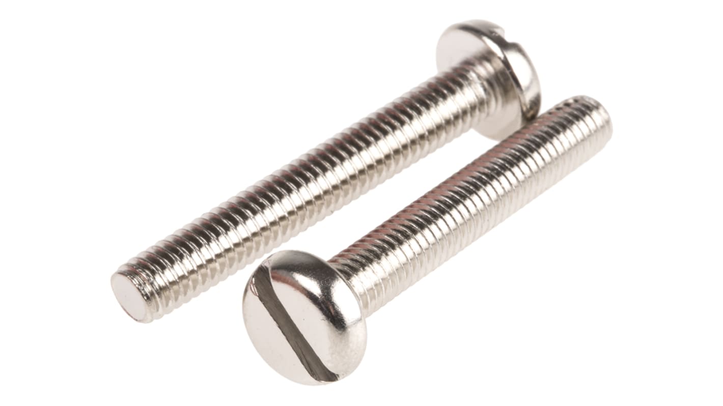 RS PRO Slot Pan Brass Machine Screws DIN 85, M6x40mm