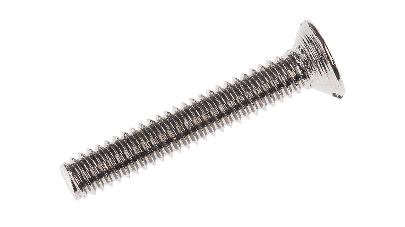 RS PRO Senkkopf Schlitz Schrauben Vernickelt, M2 x 12mm Messing