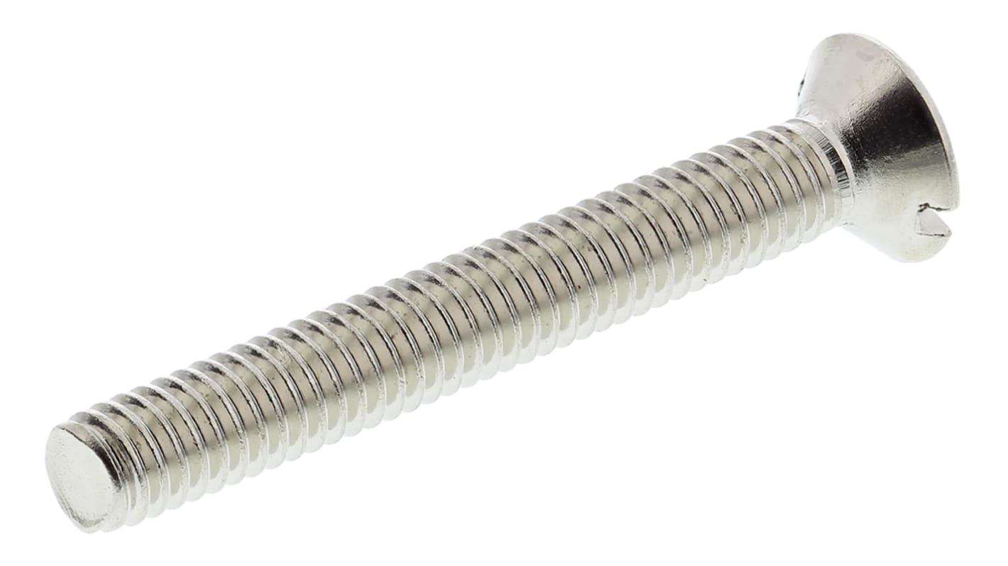 RS PRO Slot Countersunk Brass Machine Screws DIN 963, M4x30mm