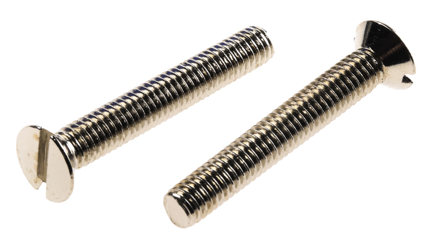 RS PRO Slot Countersunk Brass Machine Screw DIN 963, M6x40mm