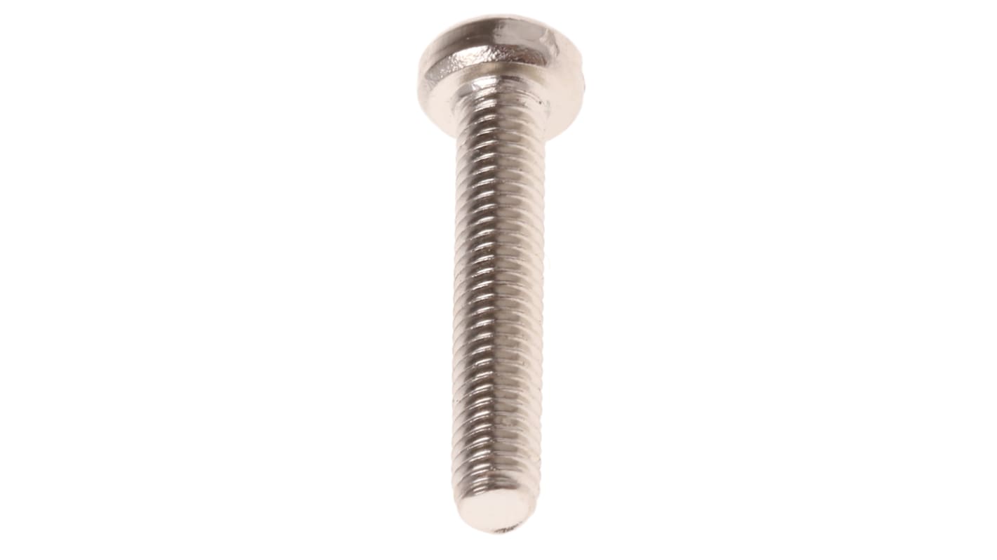 Tornillo de cabeza cilíndrica con huella ranurada RS PRO M3 x 16mm, paso de rosca 0.5mm, de Latón chapado en níquel