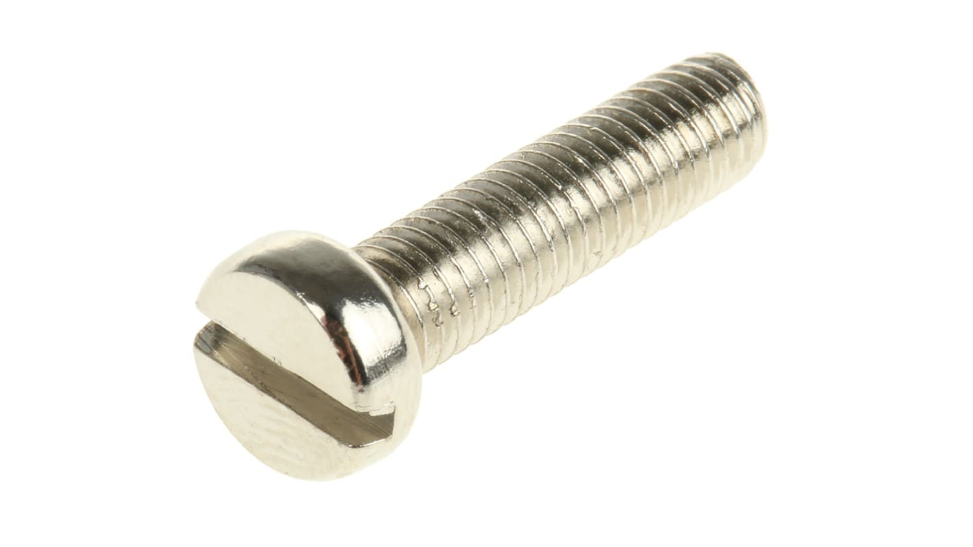 Tornillo de cabeza cilíndrica con huella ranurada RS PRO M5 x 20mm, paso de rosca 0.8mm, de Latón chapado en níquel