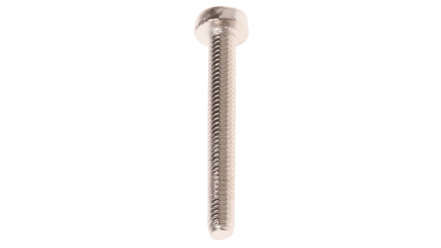 Tornillo de cabeza alomada con huella Estrella RS PRO M2.5 x 20mm, paso de rosca 0.45mm, de Latón chapado en níquel