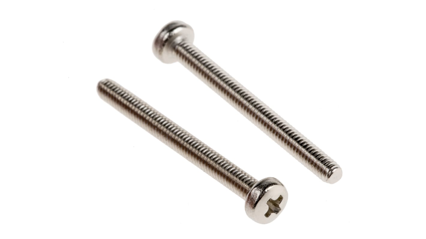 RS PRO Pozi Pan Brass Machine Screws DIN 7985, M2.5x25mm