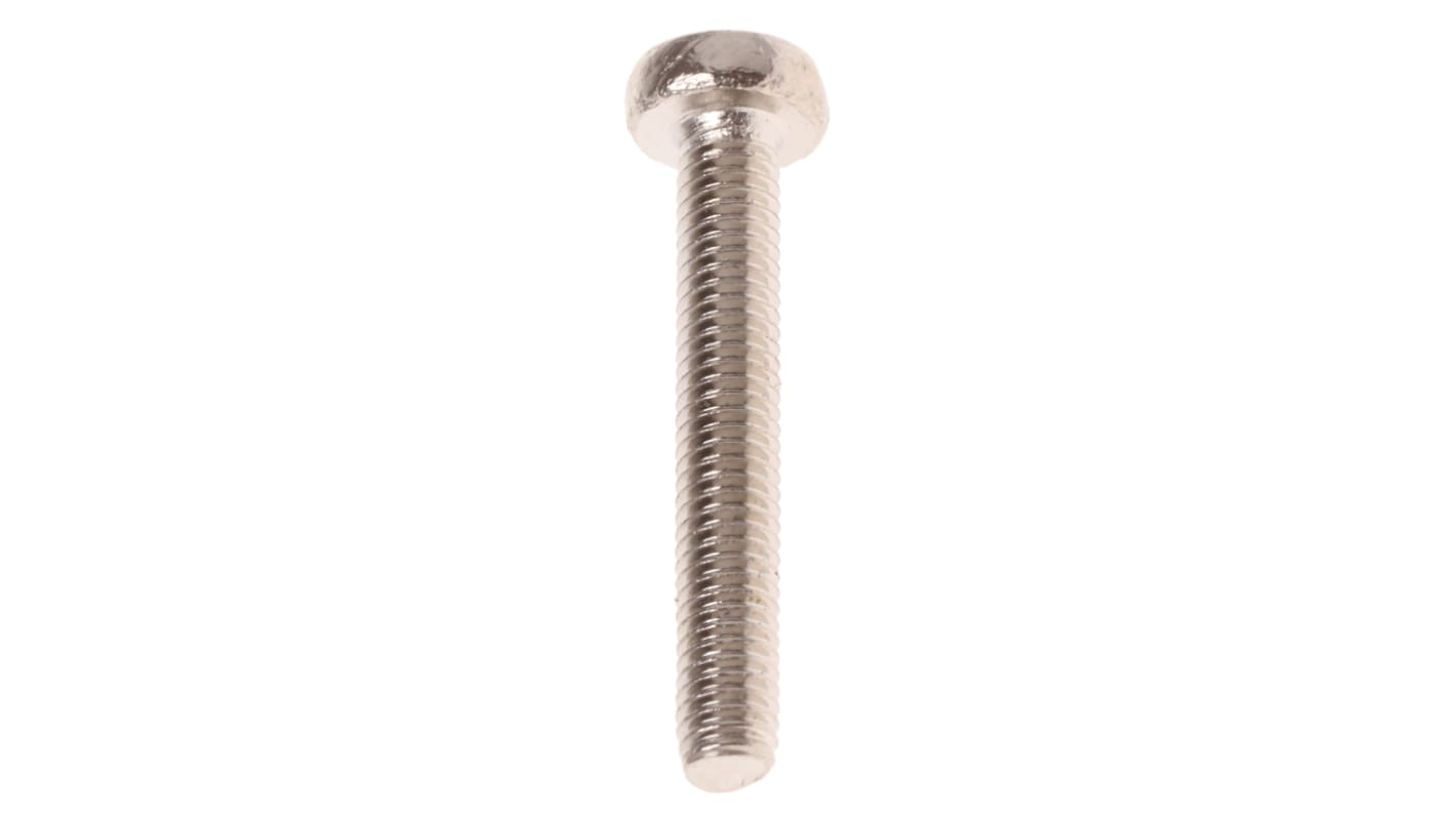 Tornillo de cabeza alomada con huella Pozi RS PRO M3 x 20mm, paso de rosca 0.5mm, de Latón chapado en níquel