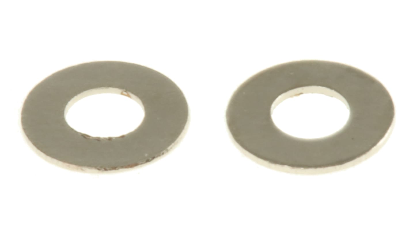 RS PRO Unterlegscheiben für M2 Schrauben Vernickelt A-Form, 0.3mm x 2.2mm x 7mm, Messing