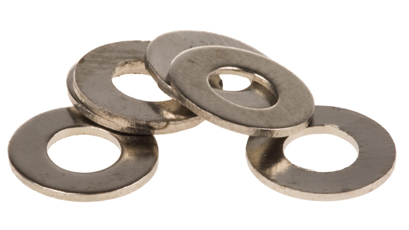 Nickel Plated Brass Plain Form A Washers, M3, DIN 125A