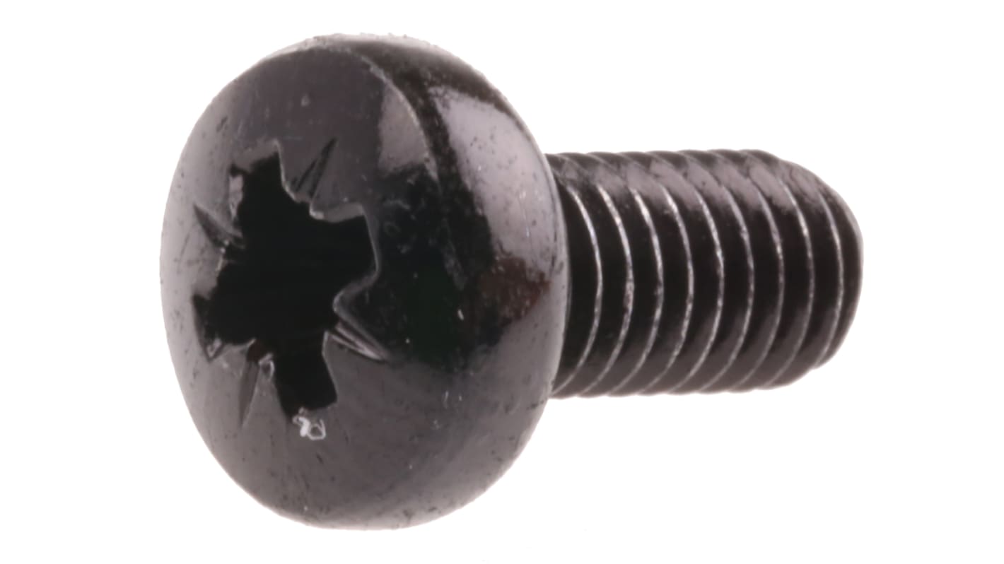 Tornillo de cabeza alomada con huella Pozi RS PRO M5 x 10mm, paso de rosca 0.8mm, de Acero Pasivado Negro