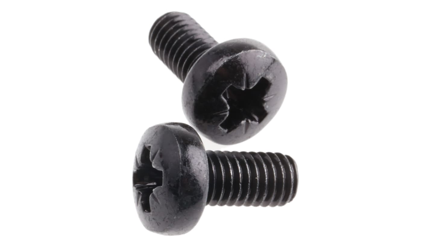 RS PRO Pozi Pan Steel Machine Screws DIN 7985, M6x12mm