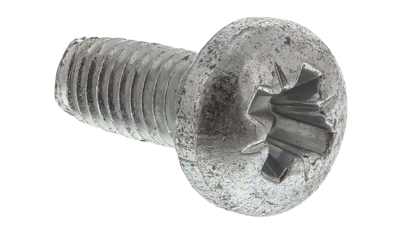 RS PRO Clear Passivated, Galvanised Steel Pan Head Self Tapping Screw, M4 x 10mm Long