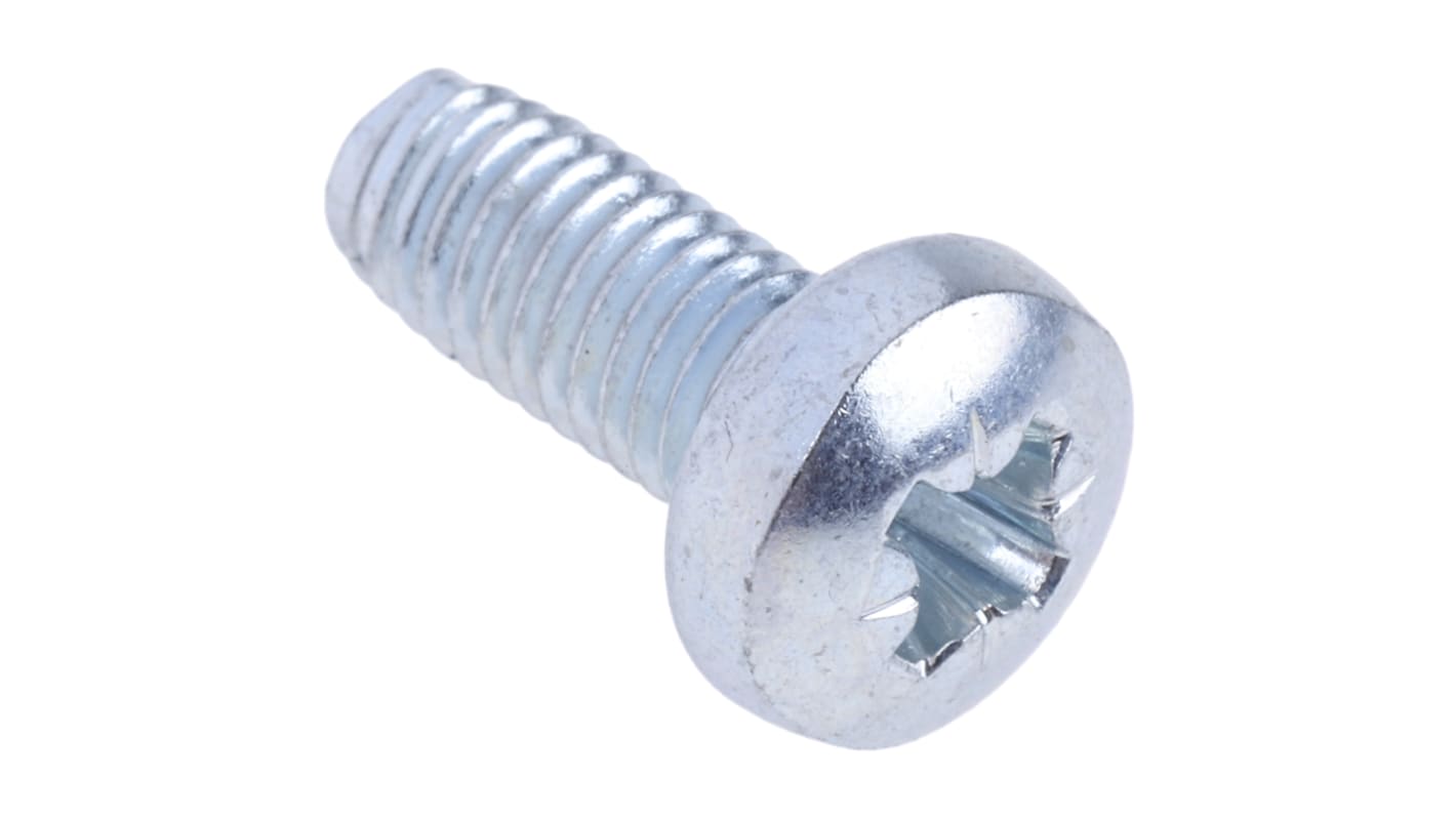 RS PRO Clear Passivated, Zinc Steel Pan Head Thread Forming Screw, M5 x 12mm Long