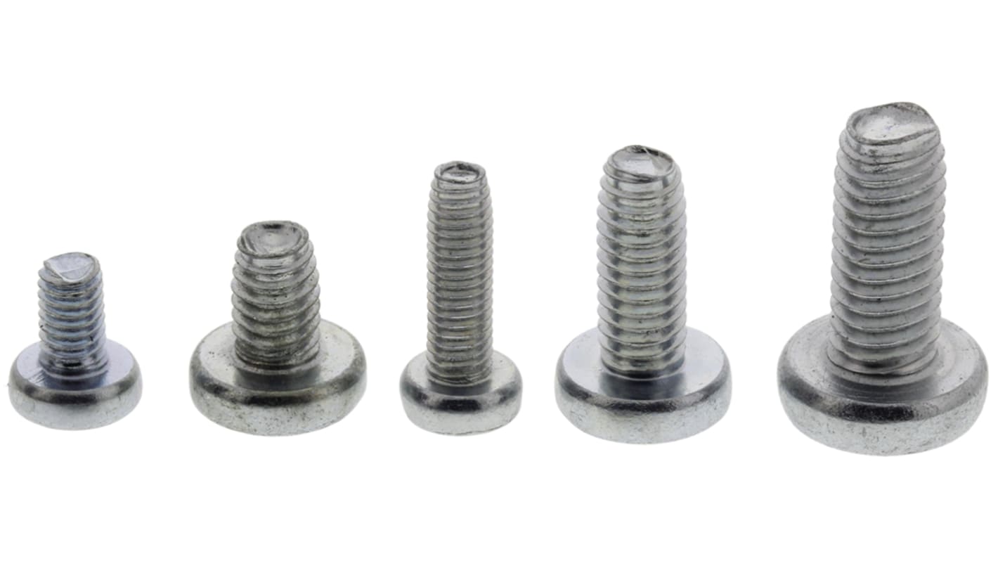 RS PRO Bright Zinc Plated, Clear Passivated Steel Pan Head Thread Forming Screw