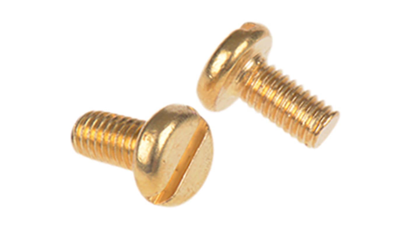 RS PRO Slot Pan Brass Machine Screws DIN 85, M3x6mm