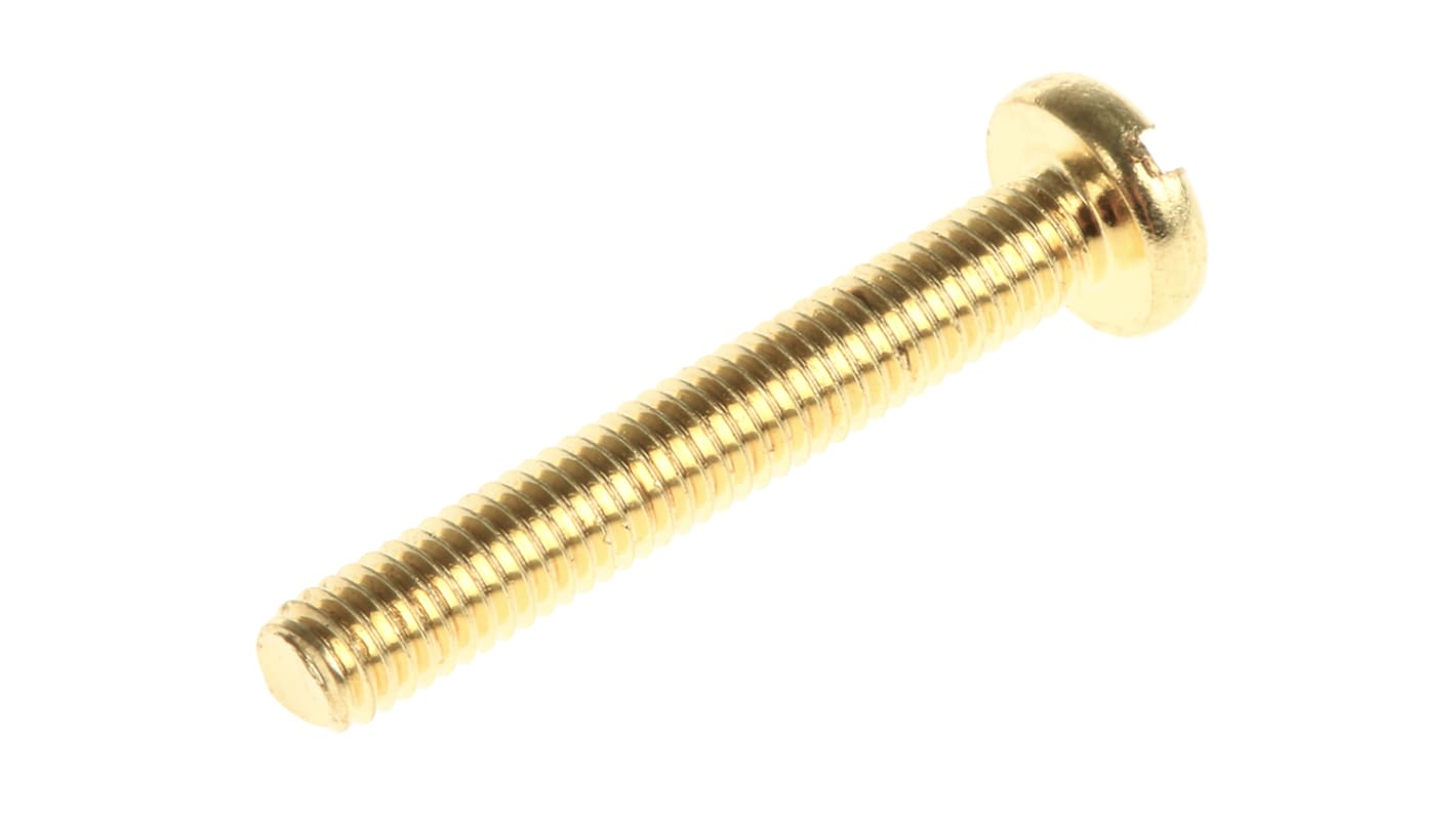 RS PRO Linsenkopf Schlitz Schrauben , M3 x 20mm Messing