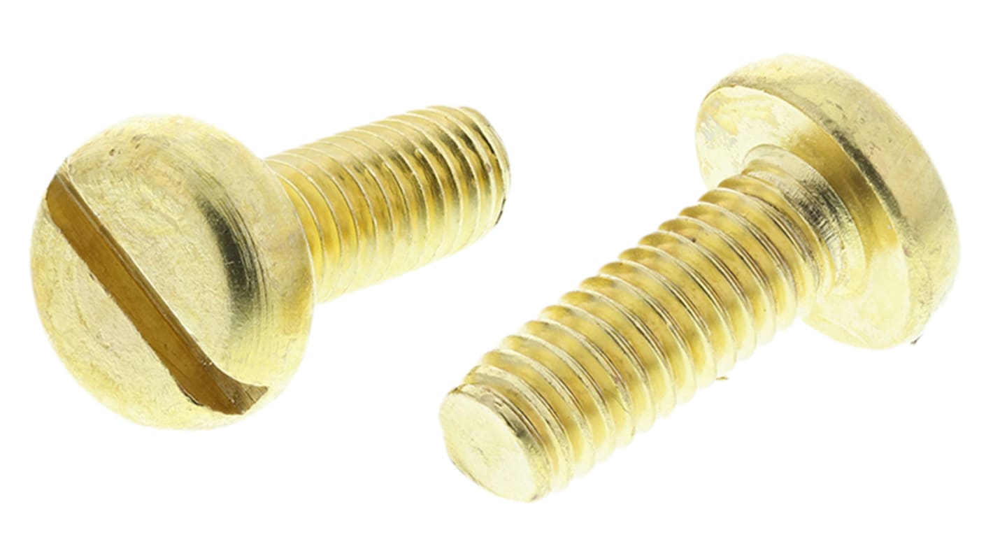 RS PRO Slot Pan Brass Machine Screws DIN 85, M6x16mm