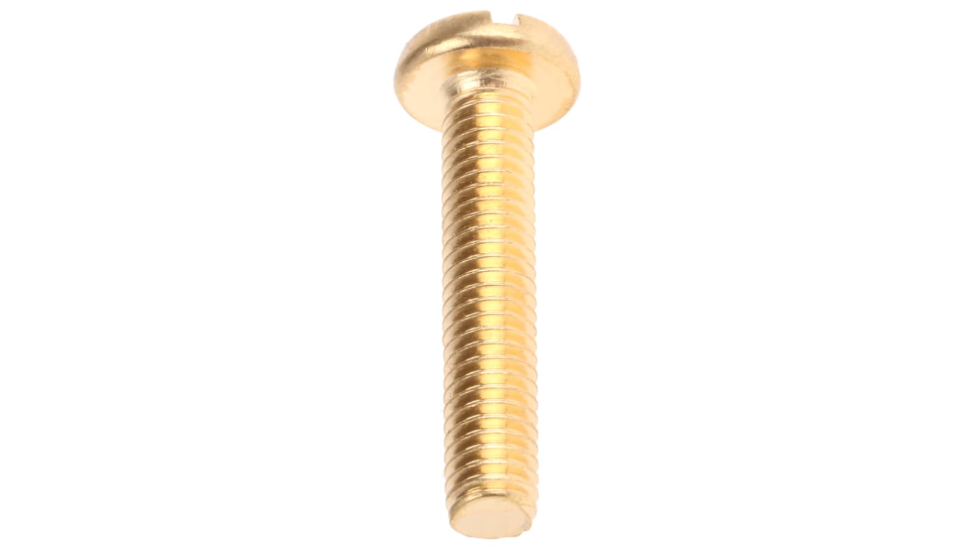 Tornillo de cabeza alomada con huella ranurada RS PRO M6 x 30mm, paso de rosca 1mm, de Latón