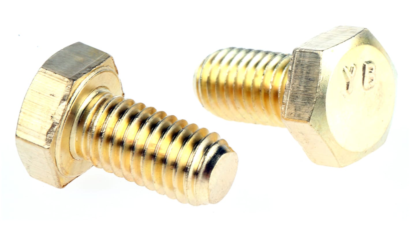 RS PRO Plain Brass Hex, Hex Bolt, M8 x 16mm