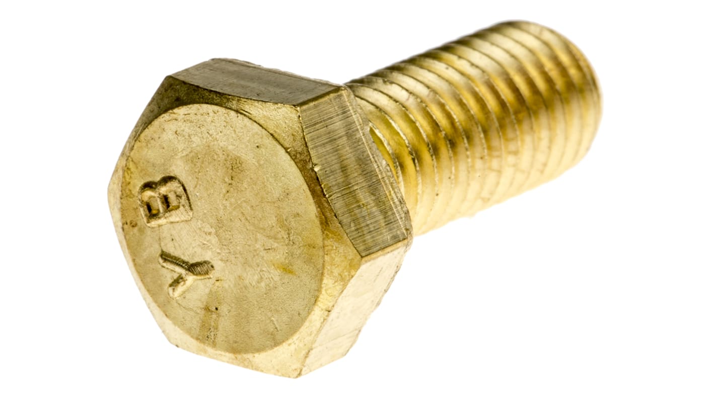 RS PRO Plain Brass Hex, Hex Bolt, M8 x 20mm RS