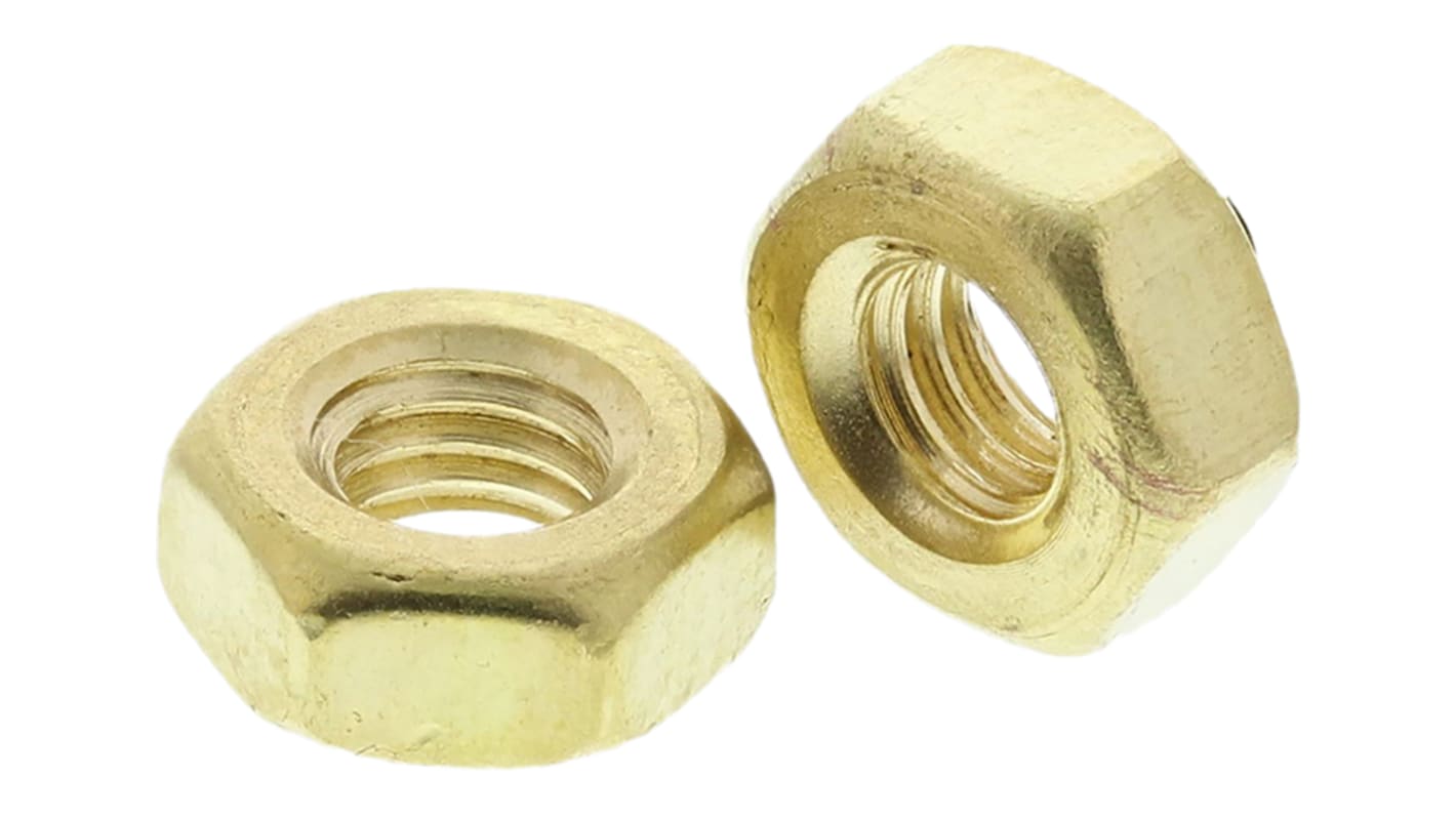 RS PRO, Plain Brass Hex Nut, DIN 934, M3