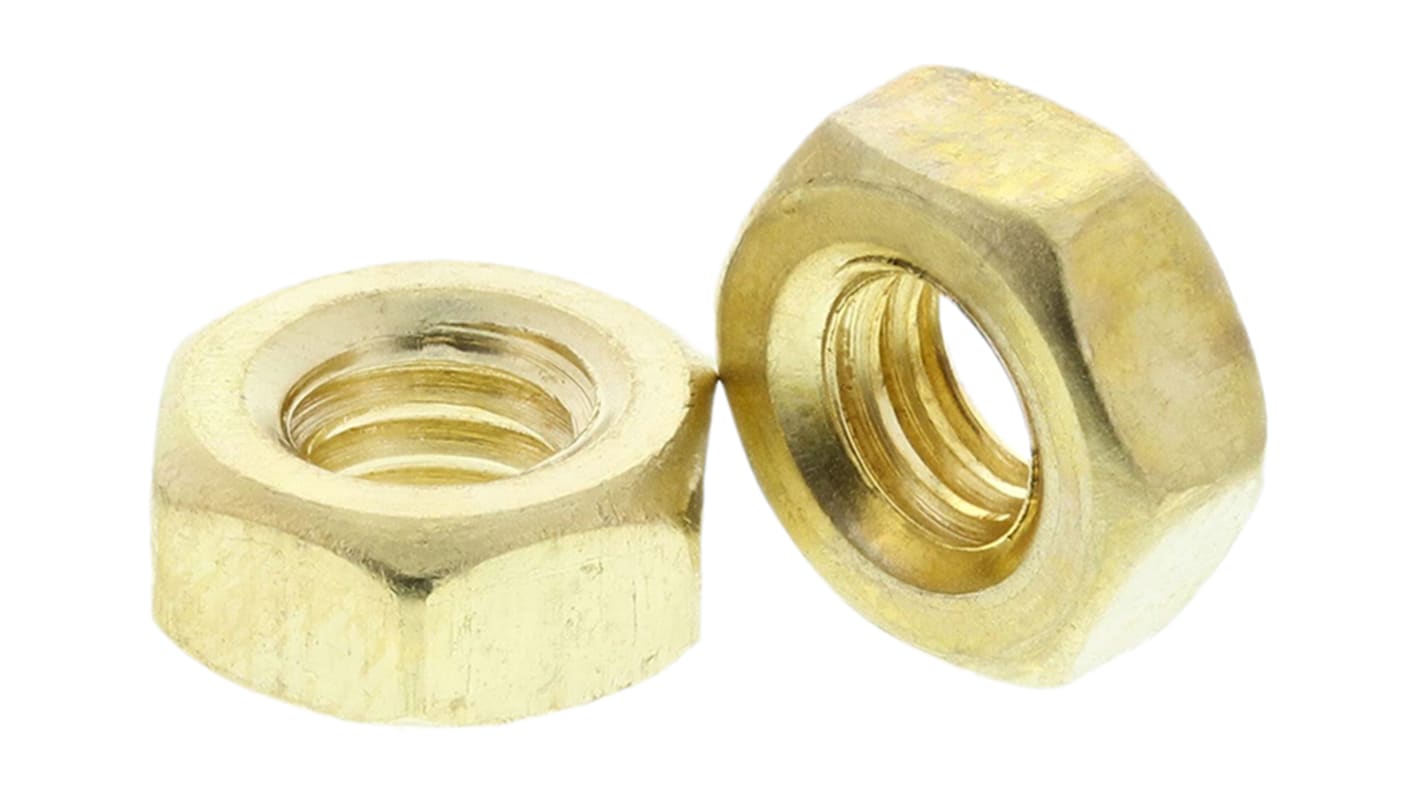 RS PRO, Plain Brass Hex Nut, DIN 934, M4