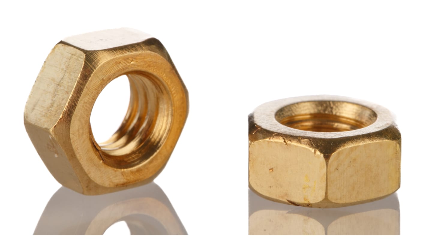 RS PRO, Plain Brass Hex Nut, DIN 934, M6 RS