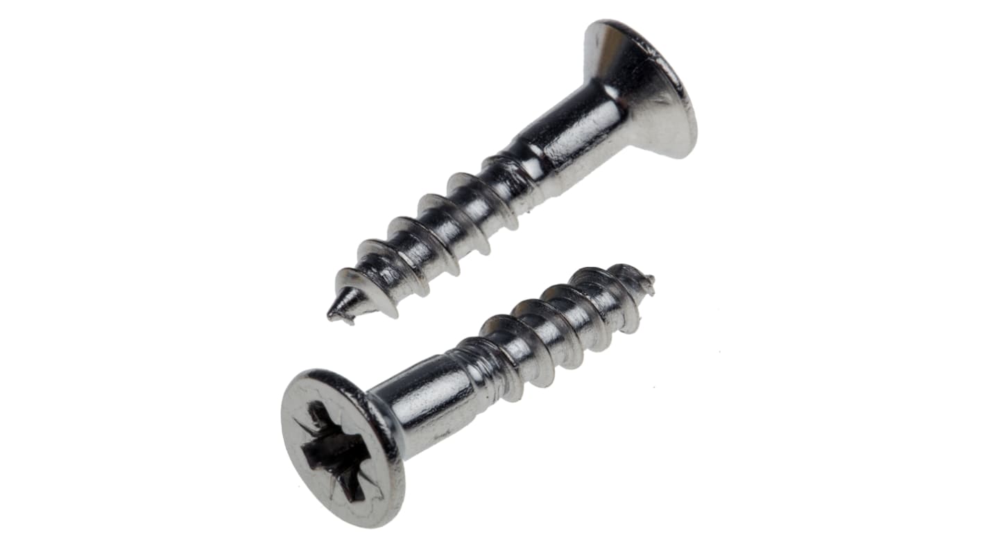 RS PRO Pozidriv Countersunk Stainless Steel Wood Screw, A2 304, 4mm Thread, 20mm Length